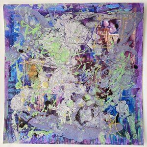 Original Art “Summer Pop 1987” Artwork Mixed Media Painting Frame Ready 12”x12”